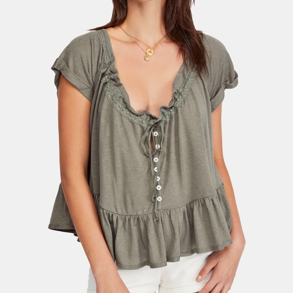 Free People Tops - Free People Olive Button Down Top
